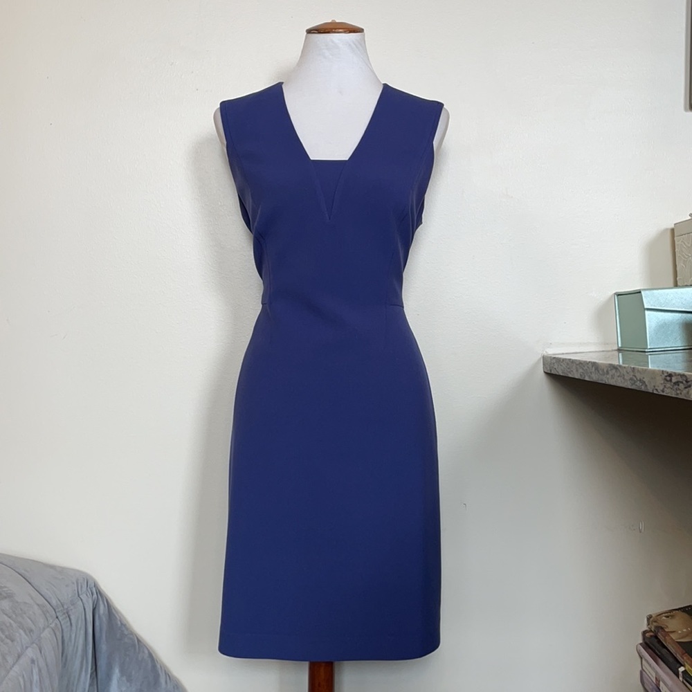 Hugo Boss Navy Blue Sleeveless Sheath Dress